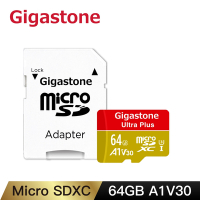 Gigastone Ultra Plus microSDXC UHS-I U3 A1 V30 64G記憶卡(附轉卡)