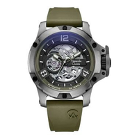Alexandre Christie Automatic AC 6295 MT Jam Tangan Pria Skeleton Titanium Case 47.5mm Rubber Strap 5