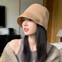 【LEEHER】秋冬穿搭/漁夫帽/水桶帽/麂皮/盆帽/防寒帽/大頭圍帽子/帽子女/韓系帽子/包頭帽/高級