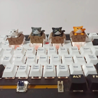 Keycap Mèo Hoạt Hình Dễ Thương Cho Bàn Phím Cơ Cherry MX, Keycap Bền, Phụ Kiện Thay Thế