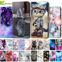 A12 A13 Case For Samsung Galaxy A12 Cover Cat Painted Leather Flip Case for Samsung A 12 A13 5G SM-A136U A125F Phone Cases Capa