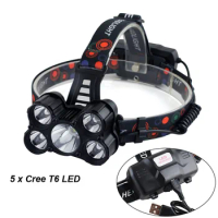 5 LED Headlamp 5 Chip XML T6 USB Charge LED Headlight 18650 Battery LED Head Lamp Torch Lanterna for Fishing Camping Hiking