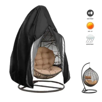 Hanging Swing Egg Chair Cover Waterproof Dust Cover with Zipper Outdoor Garden Patio Rattan Seat Furniture Protector Cover
