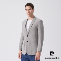 Pierre Cardin皮爾卡登 男款 時尚細格彈力休閒西裝外套-淺卡其色(5247572-84)