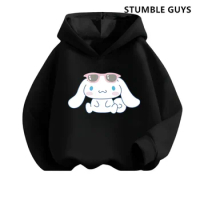 Cute Cinnamoroll Kids Sports Suit Kawaii Cinnamoroll Sweater Anime Kuromi My Melody Children Hoodie Sweatpants Set Girl Gift