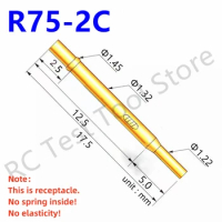 20/100PCS R75-2C Test Pin P75-B1 Receptacle Brass Tube Needle Sleeve Seat Crimp Connect Probe Sleeve Length17.5mm Dia 1.32mm