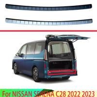 For NISSAN SERENA C28 2022 2023 Stainless Steel Rear Bumper Protection Window Sill Outside Trunks Decorative Plate Pedal