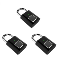 3pcs Mini Portable Anti-Theft Fingerprint Lock 0.1 Seconds Unlock Rechargeable Door Lock Fingerprint Smart Padlock Quick Unlock