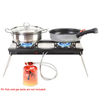 Portable Gas Stove Double Ended Gas Barbecue Stove Outdoor Picnic Camping Folding Stoves Camping Kitchen Equipment 6800W Burner