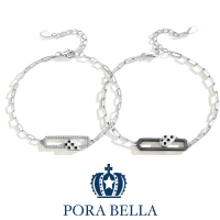 【Porabella】925純銀手鍊 情侶手鏈 黑金白金愛心磁扣式 情人節禮物 告白銀飾 Bracelet一對販售