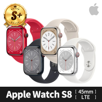 Apple S+ 級福利品 Apple Watch S8 LTE 45mm 鋁金屬錶殼搭配運動錶帶(原廠保固中)