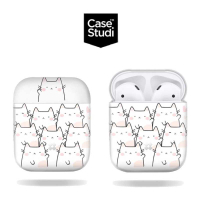 強強滾-CaseStudi AirPods 1&amp;2 Prismart 充電盒 保護殼 白色腮紅貓