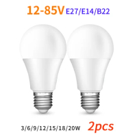 2pcs/lot DC12-85V 3W 6W 9W 12W 15W 18W 20W LED Bulb Lamps E27 E14 B22 Light Bulb Smart IC High Brightness Lampada LED Bombillas
