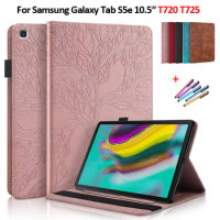 Etui for Samsung Galaxy Tab S5e Case 10 5 inch Emboss Tree Leather Flip Case for Samsung S5e Tablet Case Coque SM-T720 SM-T725