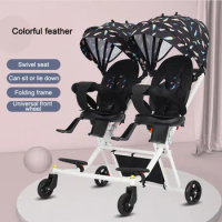 Wholesale European Double Infant Cart Foldable 3 In 1 Twin Baby Stroller