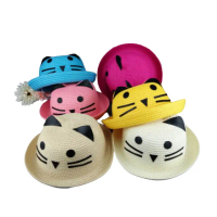 【PS Mall】百搭可愛貓咪兒童草帽遮陽帽 3入(B002)