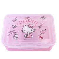 小禮堂 Hello Kitty 方型樂扣保鮮盒 (粉側坐)