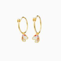 LITTLETHINGSHEWEAR - Anting Emas Anak Little Unicorn - Anting Loop Hoop Anting Bulat Kids