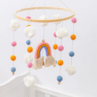 Baby Crib Mobiles Rattles Toys Rainbow Bed Bell Baby Newborn Crib Bed Bell Cots Kids Handmade Cartoon Clouds Baby Crib Mobiles