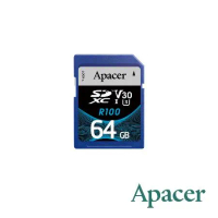 Apacer 64GB SD UHS-I U3 V30 R100記憶卡 100MB/s 公司貨