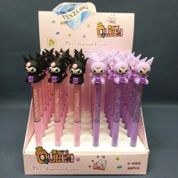 36pcs Sanrio Kuromi Silicone Diamond Quicksand Rollerball Pen Kuromi Water Pen Wholesale