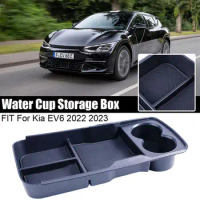 For Kia EV6/EV9 2022 2023 Car Center Console Storage Box Water Cup Holder Armrest Organizer Interior Stowing Tidying Tray