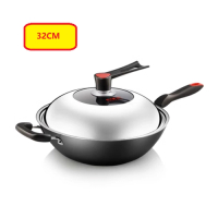 大鐵鍋（32CM無凃層雙耳+立蓋） 