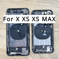 Full Assembly Housing for IPhone XS MAX X Back Cover Case Battery Middle Chassis Frame Rear Door Case with Flex Cable Repair