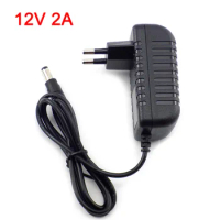 12V 2A 2000mA US EU Plug 5.5mm x 2.1mm 100-240V AC to DC Power Adapter Supply Charger Charging adapter for LED Strip Lamp Switch