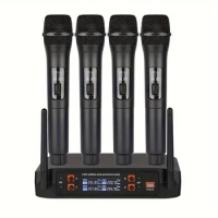 TXP GLXD4 wireless microphone, professional 4-channel karaoke handheld system, for home karaoke, conference parties