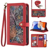 Flip Cover Leather Zip Pocket Bracket Wallet Girls' Crossbody Bag Phone Case For Samsung Galaxy A54 A53 A42 A32 A23 A14 A13 A12