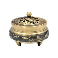 銅香爐盤香爐家用室內沉香薰香爐檀香三足平底插香爐家用