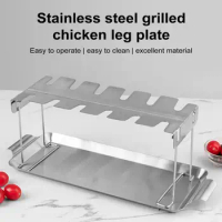 12-slot Chicken Leg Grill Stainless Steel Chicken Leg Grill Rack with Drip Pan for Wings Legs Bbq Kitchen Tool for Indoor