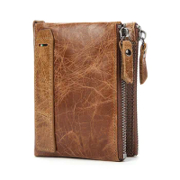 Genuine Leather Women Wallet Small Purse Folding Rfid Wallet Mens Purse Leather Zipper Multifunction Wallet Fashion Wallet