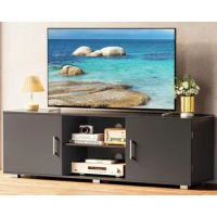 55 inch TV cabinet, entertainment center with storage space, 2 cabinets, TV console media cabinet with 6 cable holes