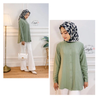 LUNA BLOUSE BY. ESHYLA - KEMEJA WANITA POLOS OPNAISEL LINEN CRINKLE PREMIUM