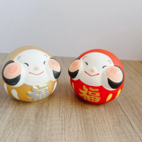 【Ciao Li 僑俐】日本京都福氣達摩存錢筒9cm兩入組(入厝禮 交換禮物 開店禮物 招財 日本小物 擺件)