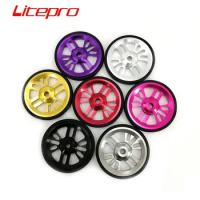 New Litepro For Brompton Rear Rack Easywheel Aluminum Alloy Bearing Wheel Flat Rubber Easy Wheel