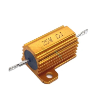 1Pcs/lot RX24 25W Aluminum Power Metal Shell Case Wirewound Resistor 0.01 ~ 30K 1 2 3 5 6 8 10 20 100 150 200 300 500 1K 10K ohm