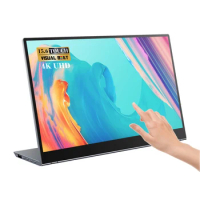4K Portable Monitor Ultra-thin 15.6'' 10-Points Touch Screen UHD 3840x2160 USB-C Monitor Bracket Integrated IPS Laptop Display