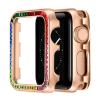Metal Diamond Case for Apple Watch Case 44mm 40mm 42mm 38mm Protective glass replacement case for iWatch 6 5 4 3 SE watch case