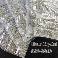 Yanruo 1440pcs SS3-SS10 DIY Nail Making Crystal Glass Rhinestones Beauty Accessories Glitter Shiny Gems For Nail Art Decorations