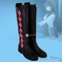 Anime Puella Magi Madoka Magica Cosplay Shoes Akemi Homura Cos Black Long Boots Cosplay Costume Prop Shoes for Halloween Party