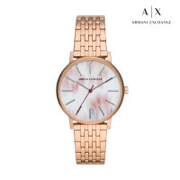 【A|X Armani Exchange 官方直營】Lola 簡約時尚印花女錶 玫瑰金色不鏽鋼鍊帶 手錶 36MM AX5589