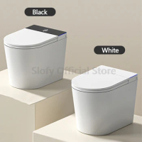 Elongated Smart Toilet Built-in Bidet Water Tank No Water Pressure Limit Multifunctional Intelligent LED Display Short Toilet