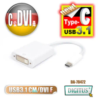 曜兆DIGITUS USB Type-C(公) 轉 DVI (母)互轉線-15公分