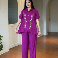 Myanmar Dress ဝါးချည်ပန်းထိုးလေးအသားအေးအေးလေး