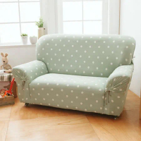 格藍傢飾-雪花甜心涼感彈性沙發套1+2+3人座-抹茶綠