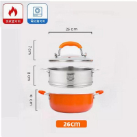 雙耳不粘鍋【26cm雙耳湯鍋含蓋+蒸籠】 