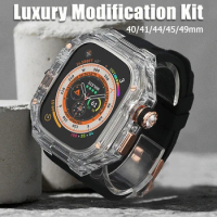 Luxury Modification Kit for Apple Watch Case Ultra 2 49mm Refit Mod IWatch 9 8 7 6 5 4 SE 45mm 44mm 41mm 40mm Rubber Band Luxury